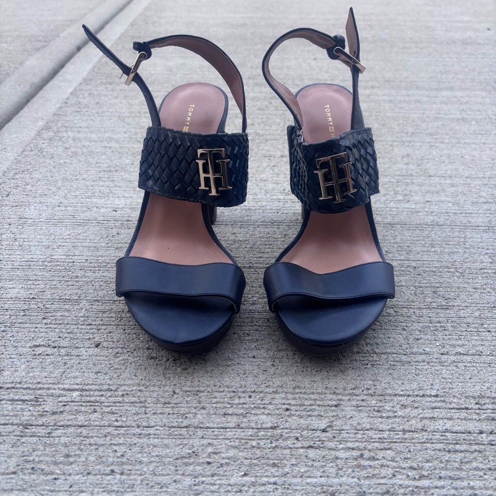 Tommy Hilfiger Navy Blue Woven Strap Sandals